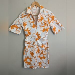 Samsoe Samsoe Orange White Ivana Mini Dress Size S